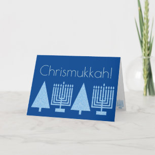 Cartes Pour Fêtes Annuelles Chrismukkah Light Blue Holiday Ajouter Votre Photo