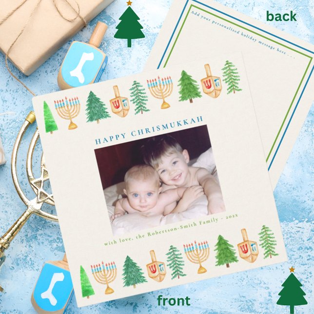 Cartes Pour Fêtes Annuelles Chrismukkah Photo Message de Noël (Créateur téléchargé)