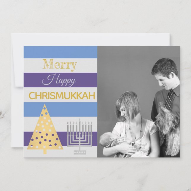 Cartes Pour Fêtes Annuelles Chrismukkah Photo Silver Gold Grandes Couleurs (Devant)