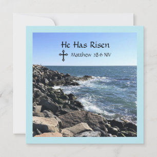 Cartes Pour Fêtes Annuelles Christ a ressuscité Bleu Océan Photo Pâques