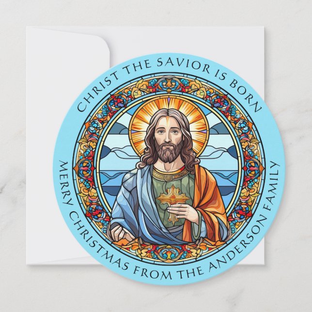 Cartes Pour Fêtes Annuelles Christ est né Noël religieux (Devant)