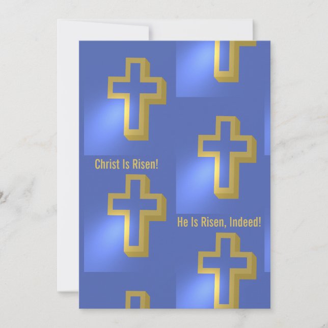 Cartes Pour Fêtes Annuelles Christ est ressuscité en effet Gold Croix chrétien (Devant)