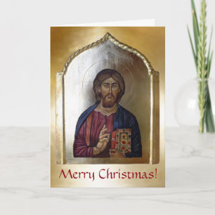 Cartes Pour Fêtes Annuelles Christ Pantocrator - Icône de style byzantin