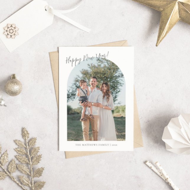 Cartes Pour Fêtes Annuelles Christian Arch Script photo Bonne année (Créateur téléchargé)