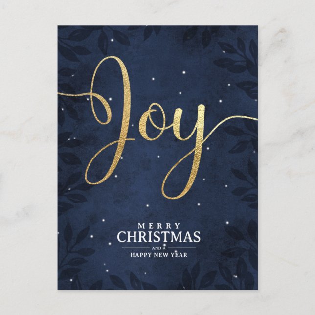 Cartes Pour Fêtes Annuelles Christian Christmas Joy Gold Dark Blue Night Sky (Devant)