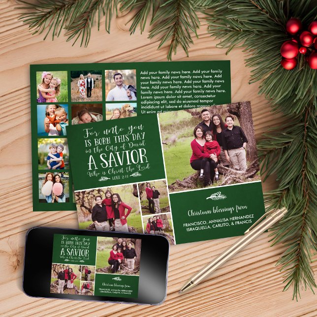 Cartes Pour Fêtes Annuelles Christian Christmas Luke 2 photo multiple (Christian Christmas Luke 2 Multiple Photo Holiday Card)