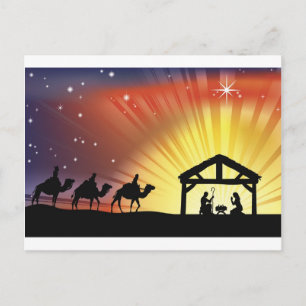 Cartes Pour Fêtes Annuelles Christian Christmas Nativité Scene