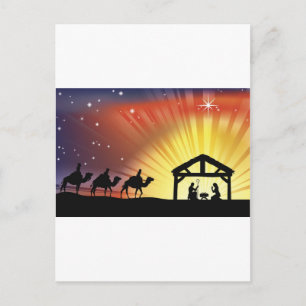 Cartes Pour Fêtes Annuelles Christian Christmas Nativité Scene