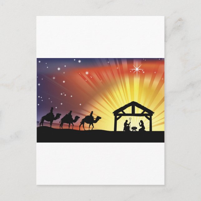 Cartes Pour Fêtes Annuelles Christian Christmas Nativité Scene (Devant)