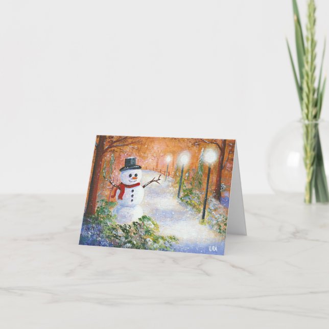 Cartes Pour Fêtes Annuelles Christian Christmas Snowman Art Créationarts (Devant)