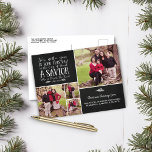 Cartes Pour Fêtes Annuelles Christian Christmas Verset Chalkboard Holiday Phot<br><div class="desc">Christian Noël Verse Typographie Carte postale de vacances sur faux Chalkboard. Nous avons ajouté Luke 2:11 sur le tableau de bord de vacances arrière - plan de cette carte dans une typographie festive, avec espace pour quatre photos sur le devant! Facile à customiser avec du texte, des polices et des...</div>