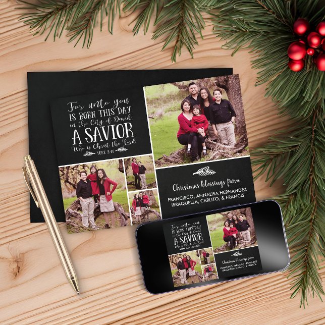 Cartes Pour Fêtes Annuelles Christian Christmas Verset Chalkboard Holiday Phot (Christian Christmas Verse Chalkboard Holiday Photo Card)