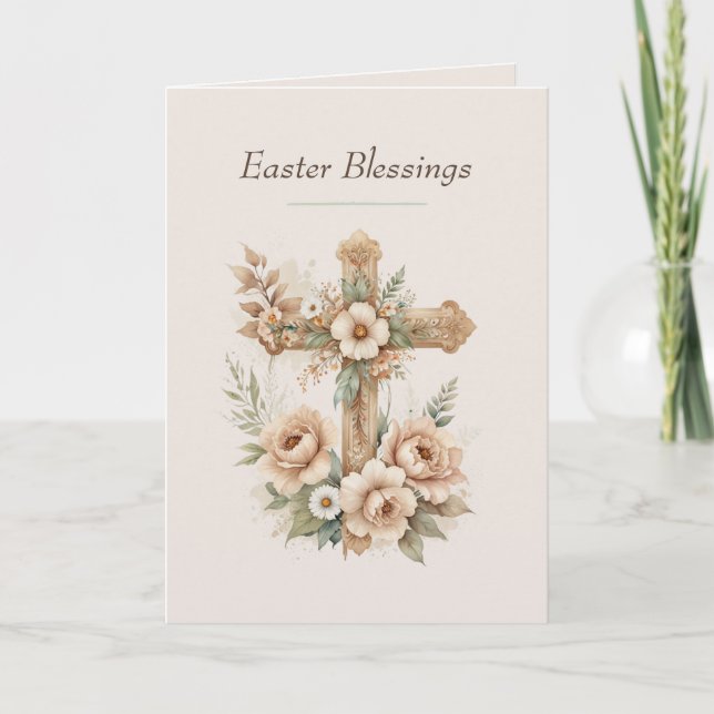Cartes Pour Fêtes Annuelles Christian Easter Cards, Religious Blessing Cross (Devant)