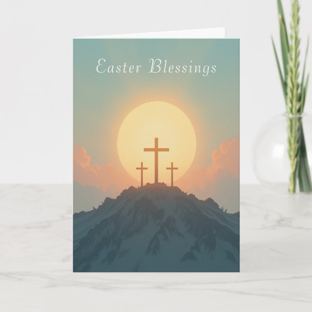 Cartes Pour Fêtes Annuelles Christian Easter Sunrise & Cross Faith & Hope (Devant)