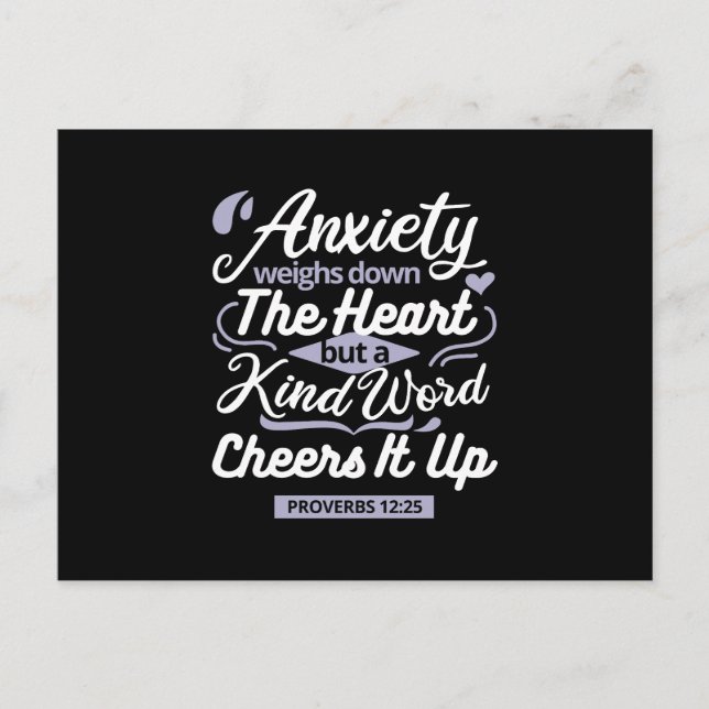 Cartes Pour Fêtes Annuelles Christian Encouragement Quote – Anxiety & Kindness (Devant)