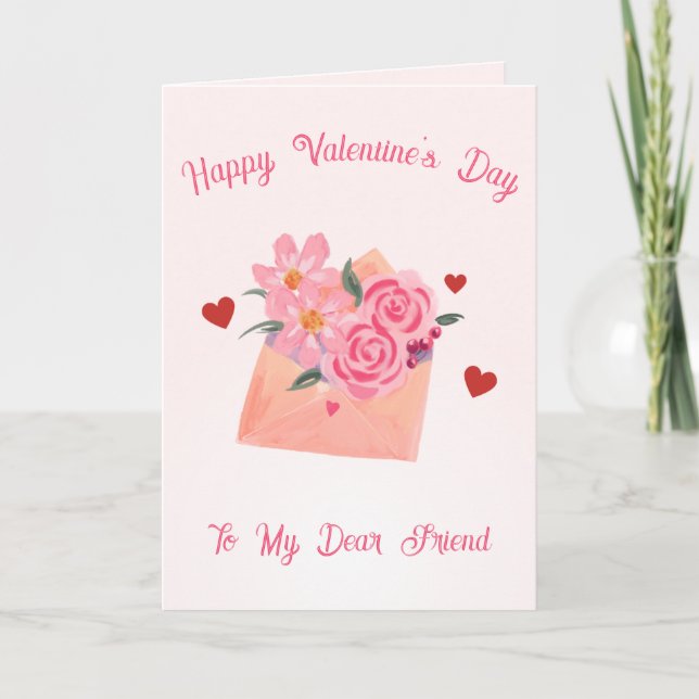 Cartes Pour Fêtes Annuelles Christian Friend - Watercolor Flower Valentine's  (Devant)