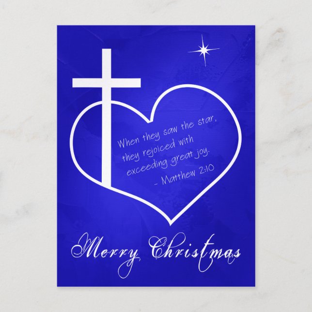 Cartes Pour Fêtes Annuelles Christian Joyeux Noël bleu personnalisable (Devant)