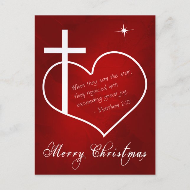 Cartes Pour Fêtes Annuelles Christian Joyeux Noël rouge personnalisable (Devant)