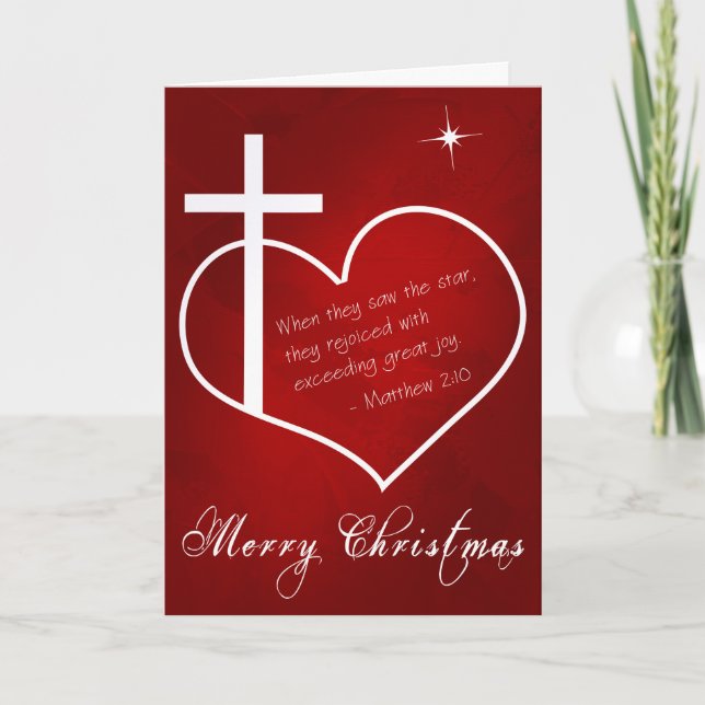 Cartes Pour Fêtes Annuelles Christian Joyeux Noël rouge personnalisable (Devant)