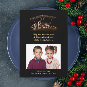 Cartes Pour Fêtes Annuelles Christian Nativité Christmas Photo Flat Card