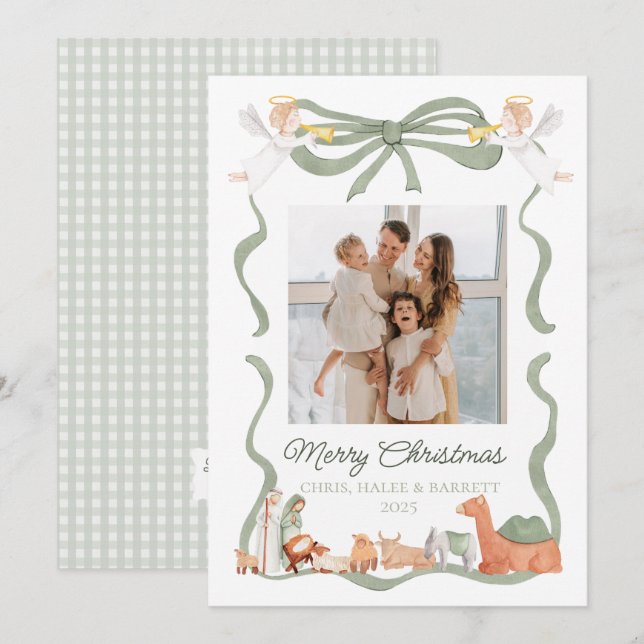 Cartes Pour Fêtes Annuelles Christian Nativity Photo Greeting Christmas Card (Devant / Derrière)