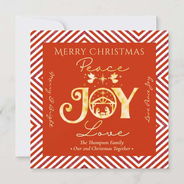 Cartes Pour Fêtes Annuelles Christian Noël Nativité Or R Paix Joie Amour (Devant)