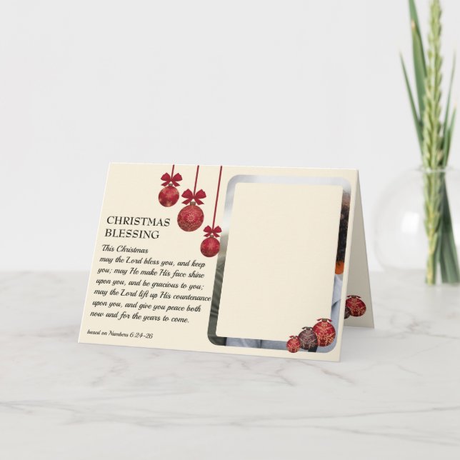 Cartes Pour Fêtes Annuelles Christian QUE LE SEIGNEUR VOUS BÉNISSE Photo Noël (Devant)