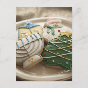 Cartes Pour Fêtes Annuelles Christmas and Hanukkah cookies on plate,