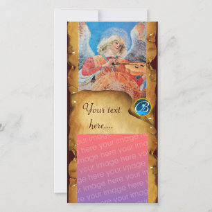 Cartes Pour Fêtes Annuelles CHRISTMAS ANGEL PARCHMENT Sapphire Monogramme