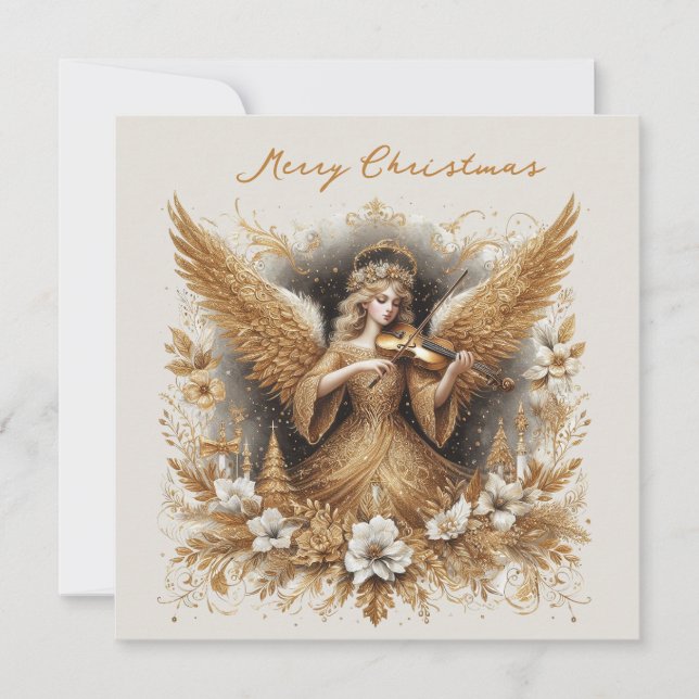 Cartes Pour Fêtes Annuelles Christmas Angel playing music, customisable (Devant)