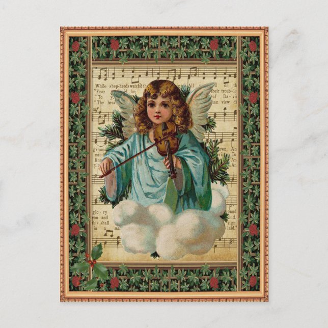 Cartes Pour Fêtes Annuelles Christmas Angel with Violin (Devant)