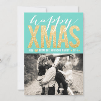 Cartes Pour Fêtes Annuelles Christmas Aqua Gold Parties scintillant Photo Appa