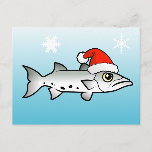 Cartes Pour Fêtes Annuelles Christmas Barracuda Père Noël (Devant)