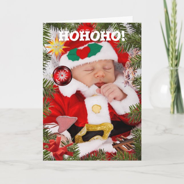 CARTES POUR FÊTES ANNUELLES CHRISTMAS BÉBÉ PÈRE NOËL SAISON (Devant)