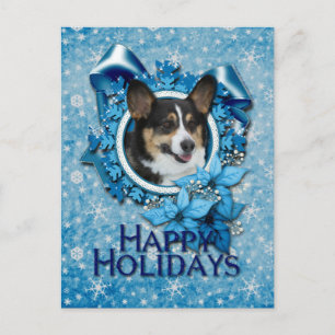 Cartes Pour Fêtes Annuelles Christmas - Blue Snowflake - Corgi