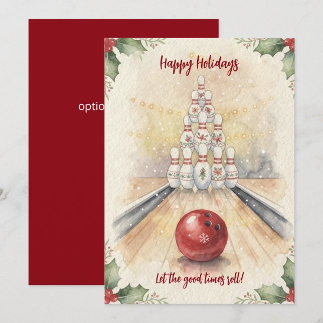 Cartes Pour Fêtes Annuelles Christmas Bowling Holiday Greeting Cards (Devant / Derrière)