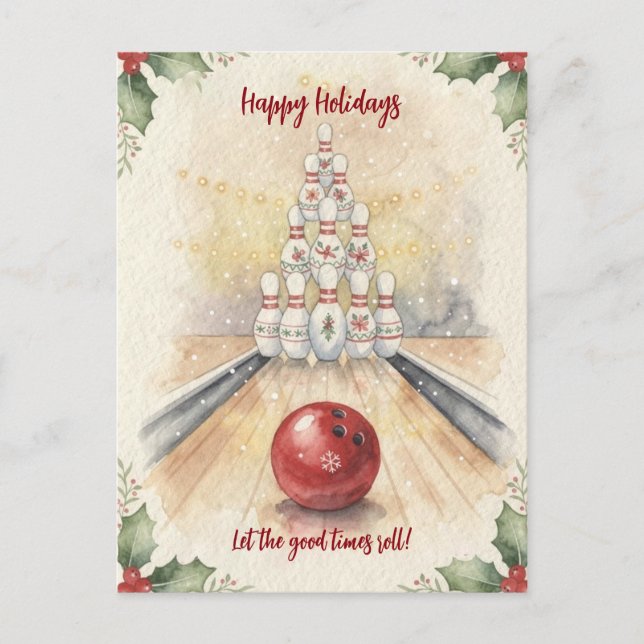 Cartes Pour Fêtes Annuelles Christmas Bowling Holiday Greeting Cards (Devant)