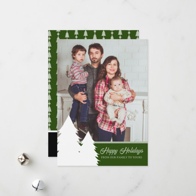 Cartes Pour Fêtes Annuelles Christmas Card 2024 Green Tree Pattern  (Devant/Arrière en situation)