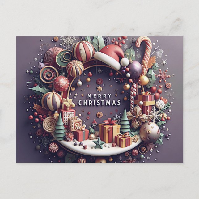Cartes Pour Fêtes Annuelles Christmas Card - 3D Theme (Devant)
