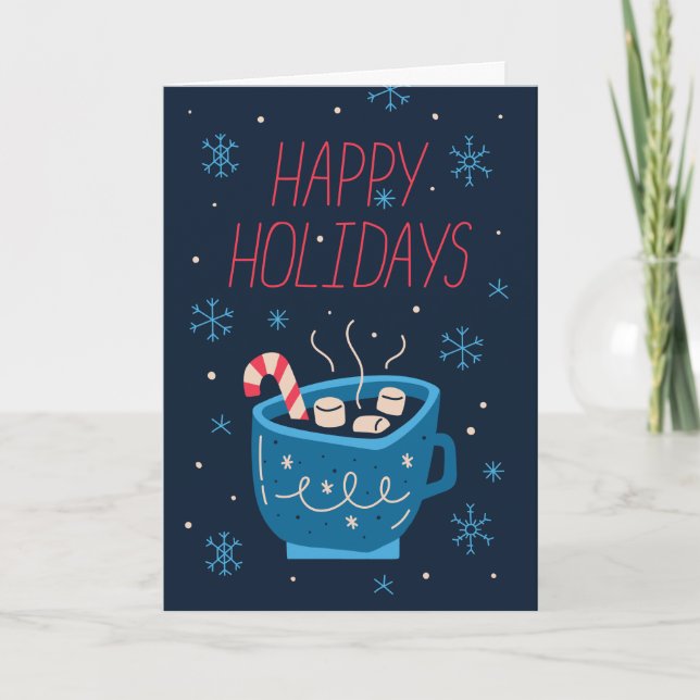 Cartes Pour Fêtes Annuelles Christmas Card Cup of Cocoa with Candy Cane (Devant)