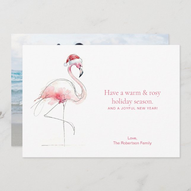 Cartes Pour Fêtes Annuelles CHRISTMAS CARD Pink Flamingo Florida Holiday Card (Devant / Derrière)