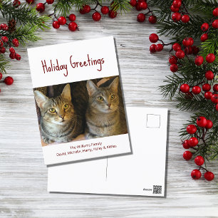 Cartes Pour Fêtes Annuelles Christmas Cats mignonne Festive Red Typographie