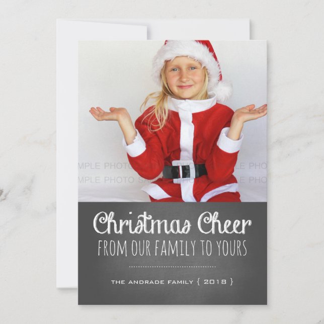Cartes Pour Fêtes Annuelles Christmas Cheer Holiday Photo Chalkboard Lettering (Devant)