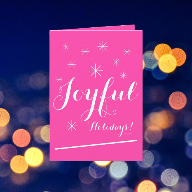 Cartes Pour Fêtes Annuelles Christmas Chic Script Girl Hot rose Holiday Card (Wishing you a Joyful holiday season.)