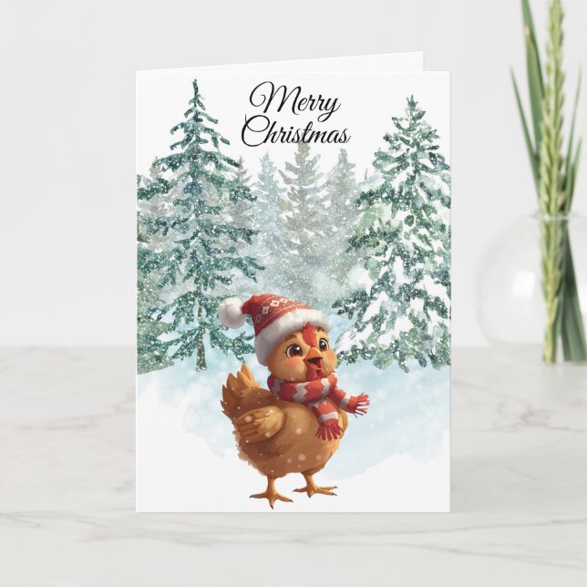 Cartes Pour Fêtes Annuelles Christmas Chicken Folded Holiday Card (Devant)