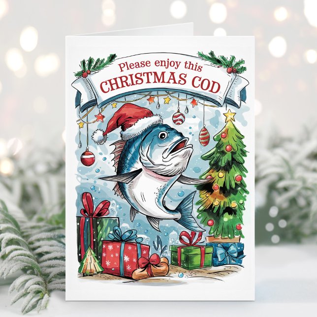 Cartes Pour Fêtes Annuelles Christmas Cod Funny Fishing Christmas Card (Créateur téléchargé)