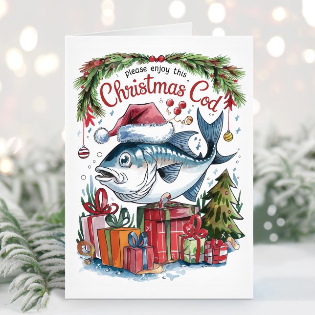 Cartes Pour Fêtes Annuelles Christmas Cod Funny Fishing Christmas Card (Créateur téléchargé)