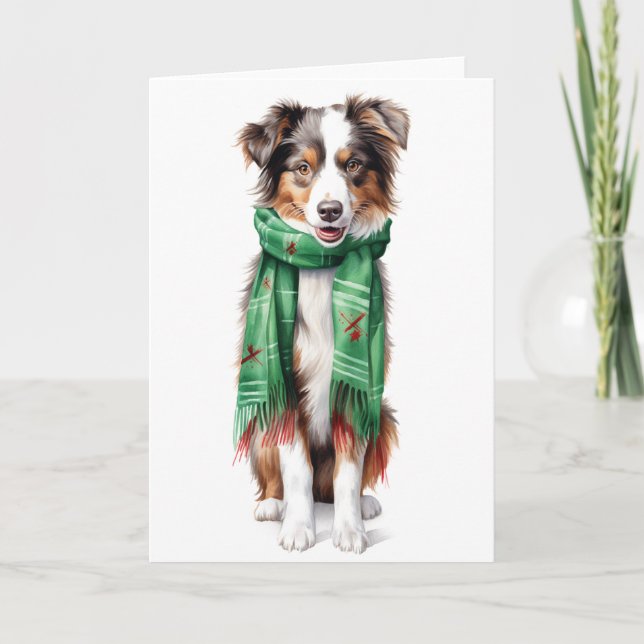 Cartes Pour Fêtes Annuelles Christmas Collie, Border Collie, Australian Shep (Devant)