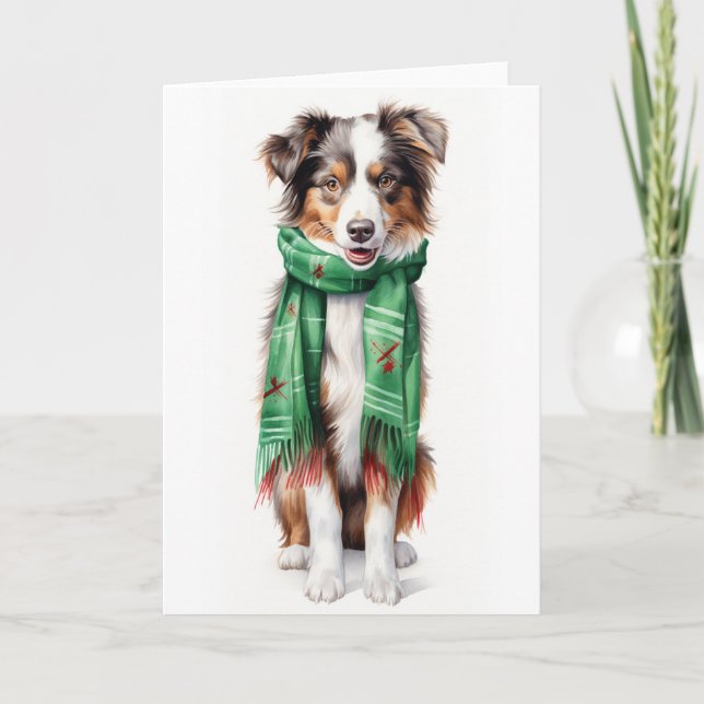 Cartes Pour Fêtes Annuelles Christmas Collie, Border Collie, Australian Shep (Devant)