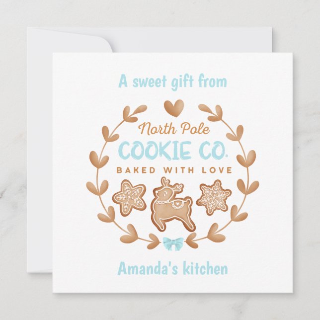 Cartes Pour Fêtes Annuelles Christmas Cookie Exchange Gingerpain Bleu (Devant)